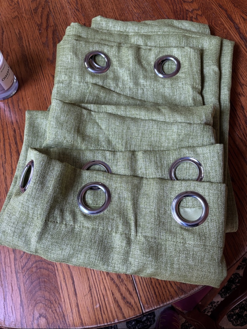 Pair of Lime Green Heavyweight, Faux Linen, Light Blocking Curtain Panels